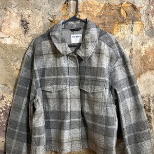 Old Navy Women's Charcoal Plaid Utility Jacket